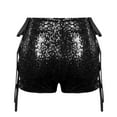 thumbnail image 4 of EHRWE Shorts for Women Sequin High Waist Sexy Strappy Hollow Shorts, 4 of 5