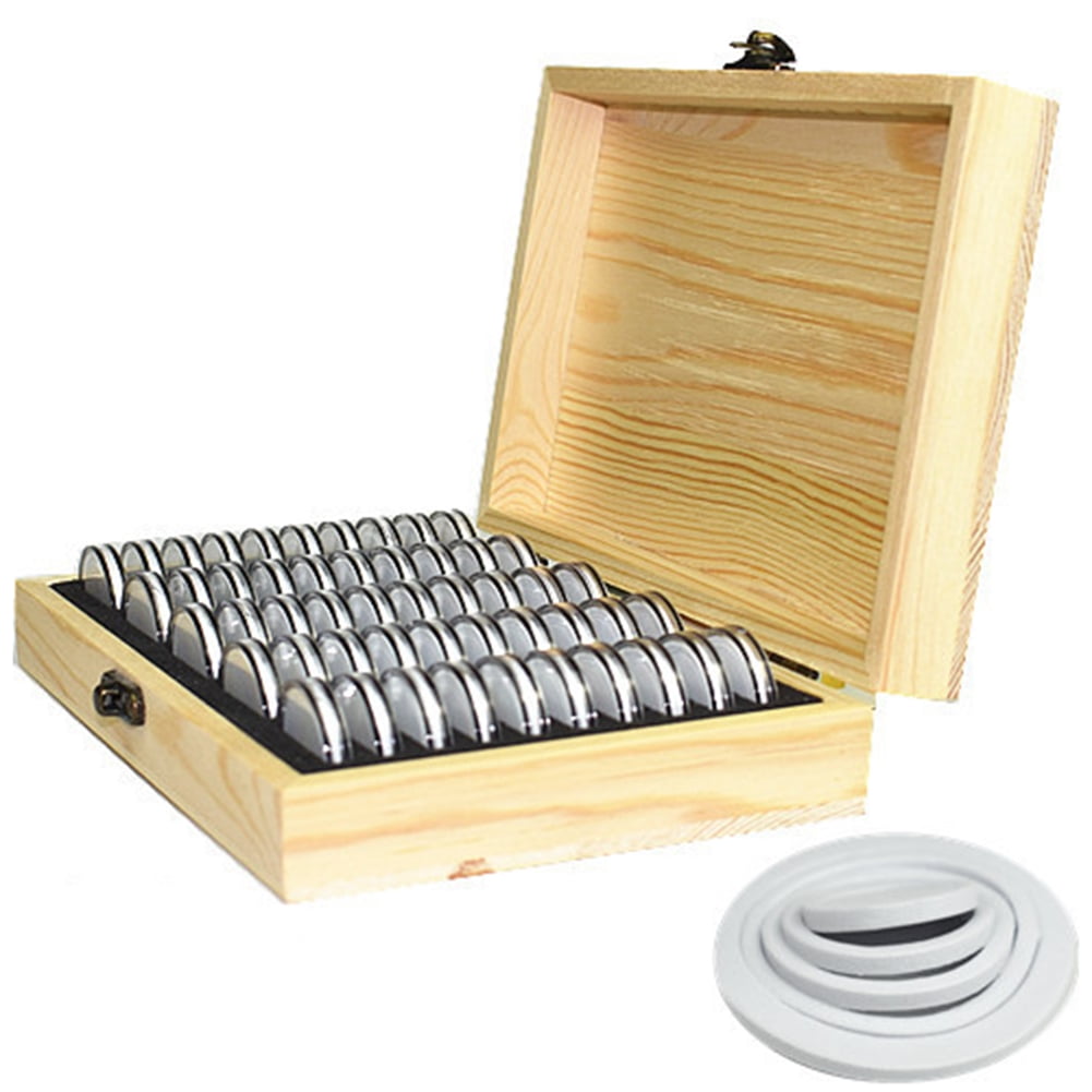 Details about   Coin Storage Boxes 50 Wooden Commemorative Collection Box Accessories 
