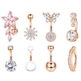 thumbnail image 1 of Piercing para ombligo Dochais con forma de corazón rosa, 14 g, 8 unidades, 1 of 6