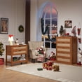 thumbnail image 6 of Leyaoyao Rattan Nightstands with 2 Drawers & Shelf, Large Boho Bedside Table for Small Spaces, Bedroom Living Room Hallway, Tea Brown, 6 of 9