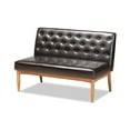 thumbnail image 3 of Baxton Studio Riordan Mid-Century Modern Dark Brown Faux Leather Upholstered and Walnut Brown Finished Wood 4-Piece Dining Nook Set, 3 of 7