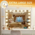thumbnail image 4 of Hasipu Vanity Mirror with Lights, 32" x 24" Hollywood Mirror, Makeup Mirror with 17 Dimmable Bulbs and 10X Magnification, 3 Colors Modes, Touch Control, USB Charging Port, Type-C (Round White), 4 of 7