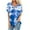 Blue, variant on Women Tie Dye Printed High-Low Hem V Neck Short Sleeves Top
