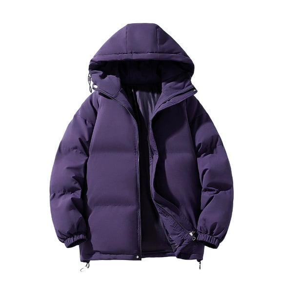 JGGSPWM Womens Plus Size Puffer Jacket Full Zip Quilted Hooded Bubble Coats Padded Jacket Long Sleeve Winter Warm Coat Pocket Purple XXL