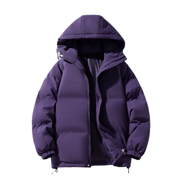 WRKEKC Puffer Jacket Women Solid Color Hooded Double Pocket Long Sleeve Zip Cotton Coat for Fall and Winter Warmth