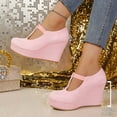 thumbnail image 3 of GERsome Closed Toe Wedge Heels for Women Elastic Ankle Strap Slip-On Casual Work Pumps Dress Shoes, Pink Size 9.5, 3 of 8