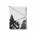 thumbnail image 2 of Black and White Soft Flannel Fleece Blanket, Summer Forest with Pine and Fir Trees Grass Bush Silhouettes, Cozy Plush for Indoor and Outdoor Use, 50" x 60", Grey White Charcoal Grey, by Ambesonne, 2 of 6