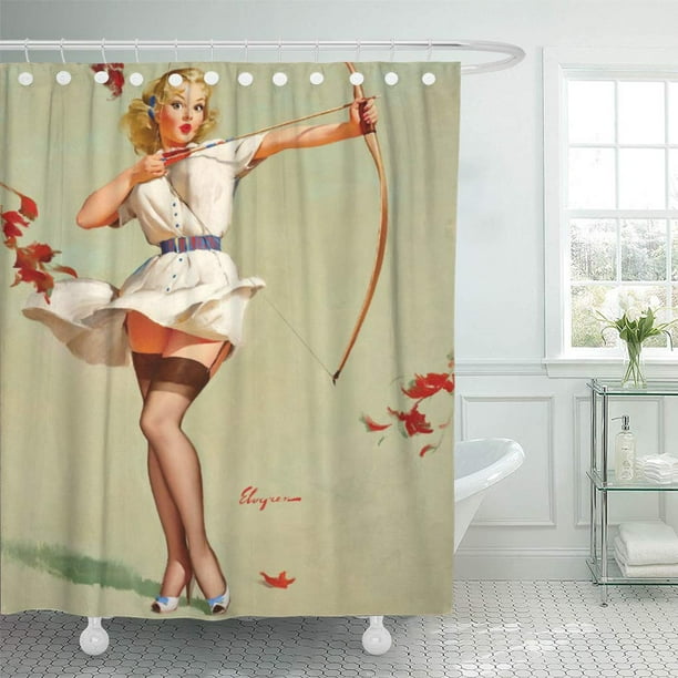 CYNLON Pinup Archery Pin Up Girls Bow Sport Retro Vintage Bathroom