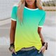 thumbnail image 5 of Blusas para las Mujeres Casual, Rayas Impresas Patchwork Manga Corta Cuello Redondo Top Hecho de 95% Poliéster 5% Spandex para el Verano, Tops Cortos para las Mujeres, 5 of 5