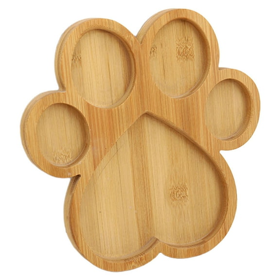 FRCOLOR Bamboo Serving Tray Fruit Snack Storage Plate Cartoon Paw Shaped Food Tray for Home Kitchen