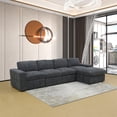 thumbnail image 3 of Aukfa Sectional Sofa, 132" Oversized 4 Seater Couch with Ottoman for Living Room, Corduroy, Gray, 3 of 10