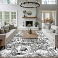 thumbnail image 3 of 5'x7' Area Rugs for Living Room Bedroom, Grey Shell Starfish Coastal Washable Rug Carpet Runner Indoor Outdoor, Nautical Ocean Summer Beach Non Slip Floor Mats Area Rug for Kitchen, Nursery, 3 of 8