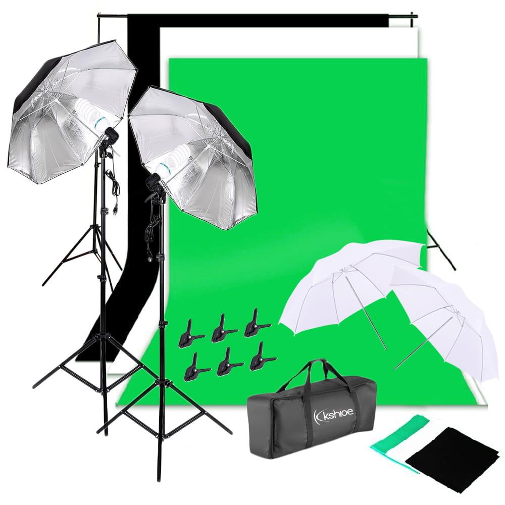 Grey Backdrop & Stand Fodoto 3-Point Photo Video Continuous Umbrella Lighting Kit