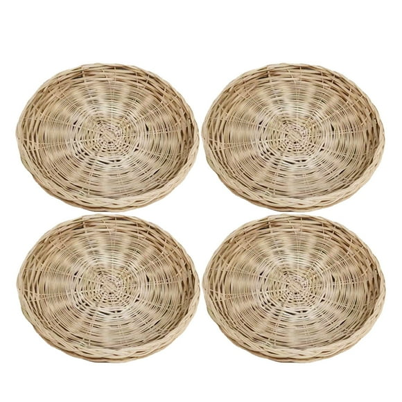 JTHNC 4 Pcs Paper Plate Holder 10 Inch Round Woven Plate Holder Reusable Paper Plate Holders For Picnic Party 14 Aluminum Pan Large Baking Pan Pizza Pan Holder Rack Wire Cooking Rack with Prop Baking