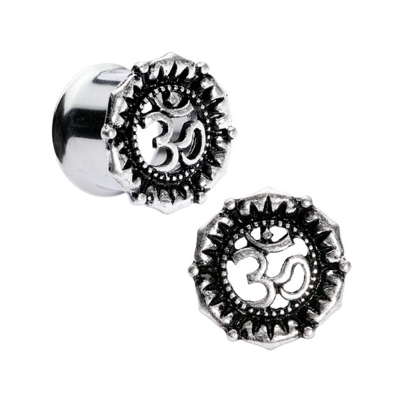 Body Candy 2Pc Steel 16mm Double Flare Tunnel Plug Yoga Ohm Ear Plug Gauges Set of 2 5/8"