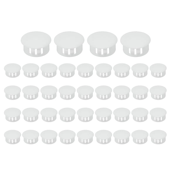 Uxcell 22mm/7/8" Plastic Hole Plugs, Flush Type Round Plug Snap in Locking Screw Hole Covers White 40 Pcs