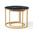 thumbnail image 5 of CQSXDA Set Of 2 Round Coffee Table Nesting With Top And Golden Frame Marble Pattern For Modern Living Room, 5 of 6