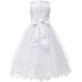 thumbnail image 2 of Big Girls' Satin Lace Beadwork Wedding Holy First Communion Special Occasion Flower Girl Dress Ivory 10 (K19D8), 2 of 4