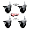 thumbnail image 2 of 3.5 Inch Hard Rubber ½ Inch Threaded Stem Caster Set with Brake, 2 of 2