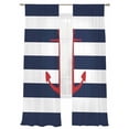 thumbnail image 7 of Nautical Anchor Sheer Curtains 96 inches Long 2 Panels Set Navy Blue and White Striped Tiers Sheers Rod Pocket Small Window Short Curtains for Kitchen Cafe, Each 52" W x 96" L, 7 of 7