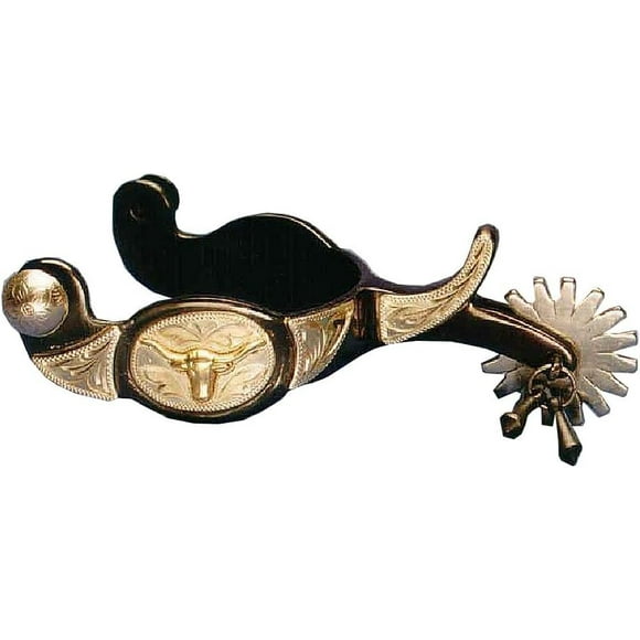 Colorado Saddlery Longhorn Spurs pour Hommes - Acier Noir, Spurs Élégants avec 1-3/4 Pouces de 16 Points - Parfait pour l'Équitation, la Pique à Cheval, l'Outfit - Livré en Paire