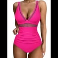 thumbnail image 2 of Traje de Baño de con Control de Abdomen para Mujer, Push Up, Cintura Alta. Rosa Roja L, 2 of 10