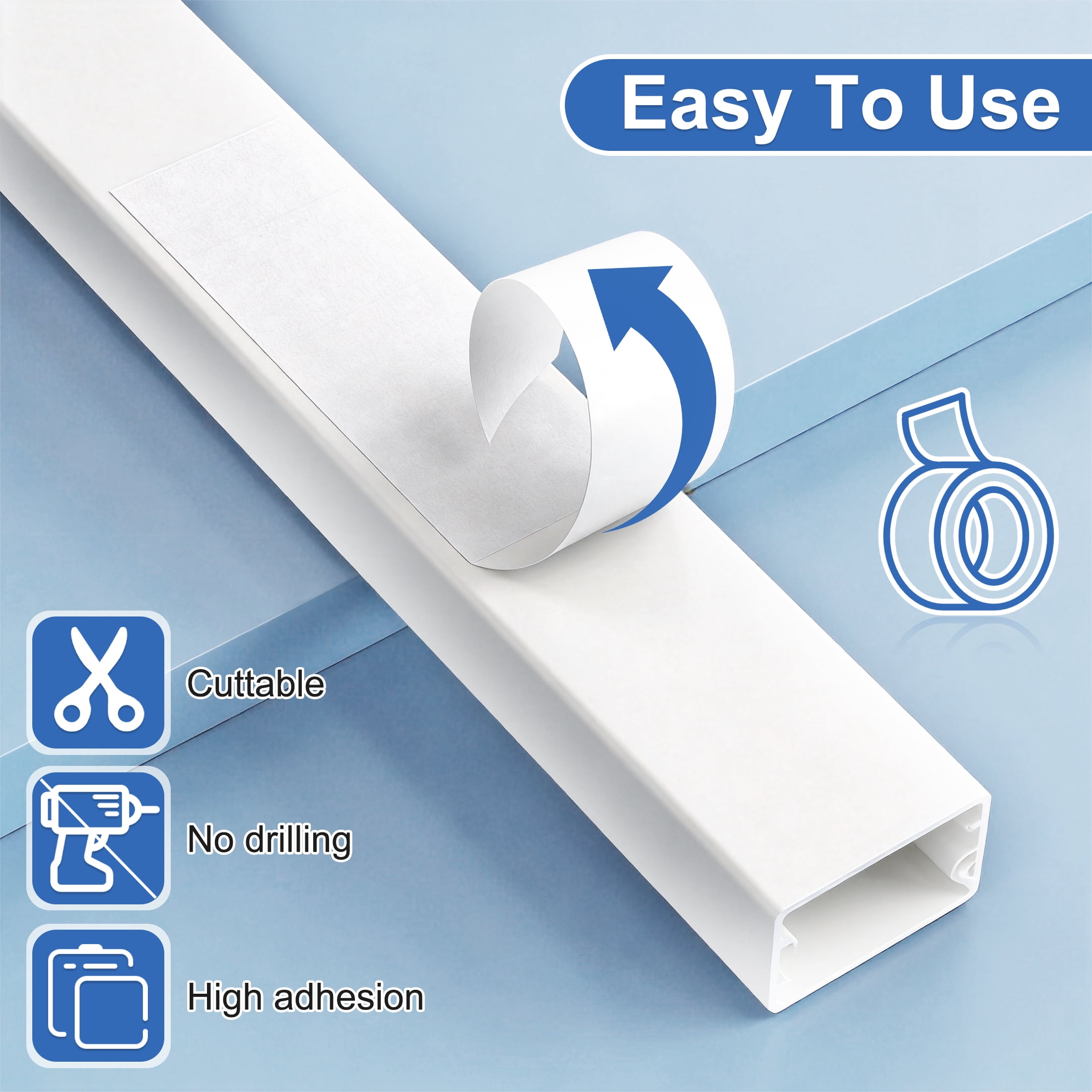 157 Inch Cable Concealer Wall Cord Cover Kit, PVC Wire Hider for Wall, Self‑Adhesive Cable Raceway, Cord Management System to Hide TV Wires, Cables Organizer for Home Office