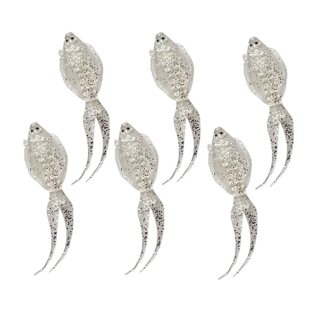 6 unids / set señuelos de pesca vívidos cebos para lubina ojos 3D señuelo de cola dividida de PVC suave Crankbaits cebos de cola de horquilla Transparente Soledad Cebo para señuelos de pesca