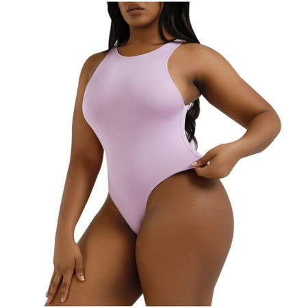 

Clearance! Holloyiver One Piece Body Shaper for Women Firm Tummy Compression Bodysuit Shaper with Butt Lifter Ladies Seamless Abdominal Lifter Hip Underwear Stretch Slimming Corset Jumpsuits Purple