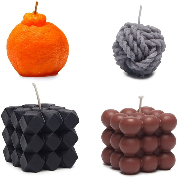 Carol Cao 4 Pack Bubble Candle with Orange - Cube Soy Wax Candles, Home Decor Candle, Scented Candle Set 4 Pieces, Gift for her