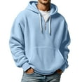 thumbnail image 2 of Mens Hoodies Pullover Quarter Zip Long Sleeve Drawstring Waffle Knit Hooded Sweatshirt with Pocket, 2 of 4
