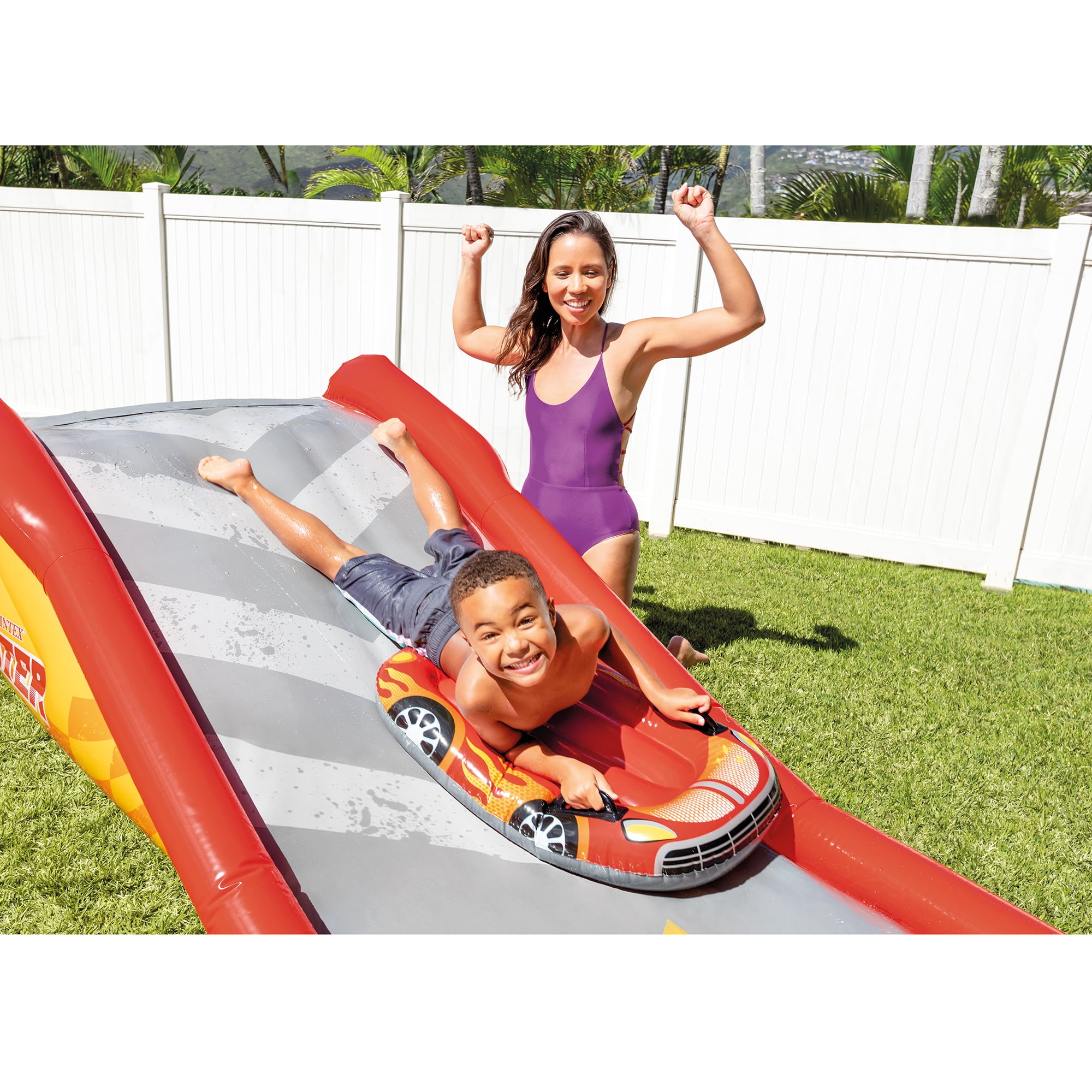 Intex Racing Fun Slide Inflatable Pool Water Slide Children Surf Track Summer 