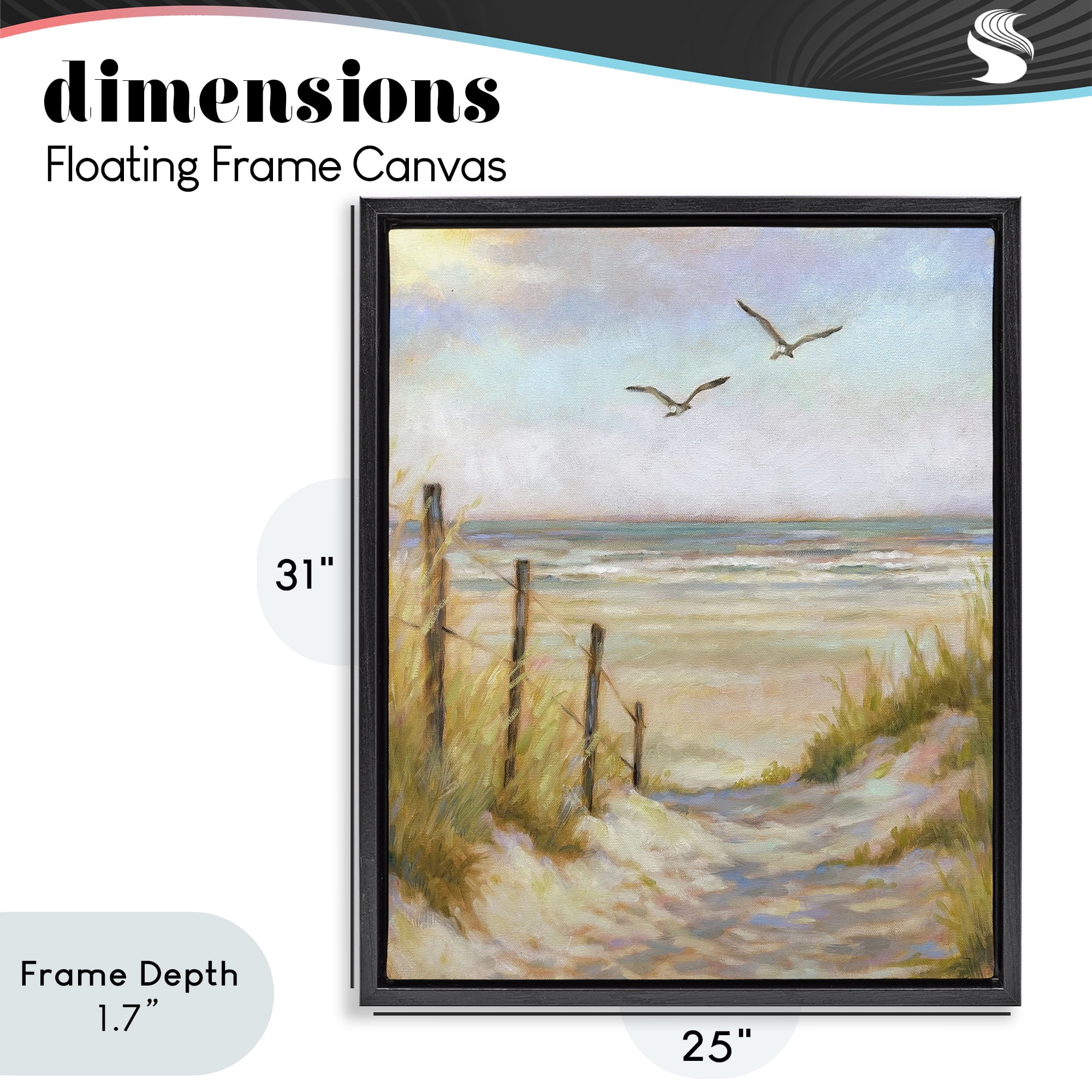 Stupell Industries Tranquility Beach Coastal Path Black Framed Floater Canvas Wall Art, design by Linda Sperruzzi