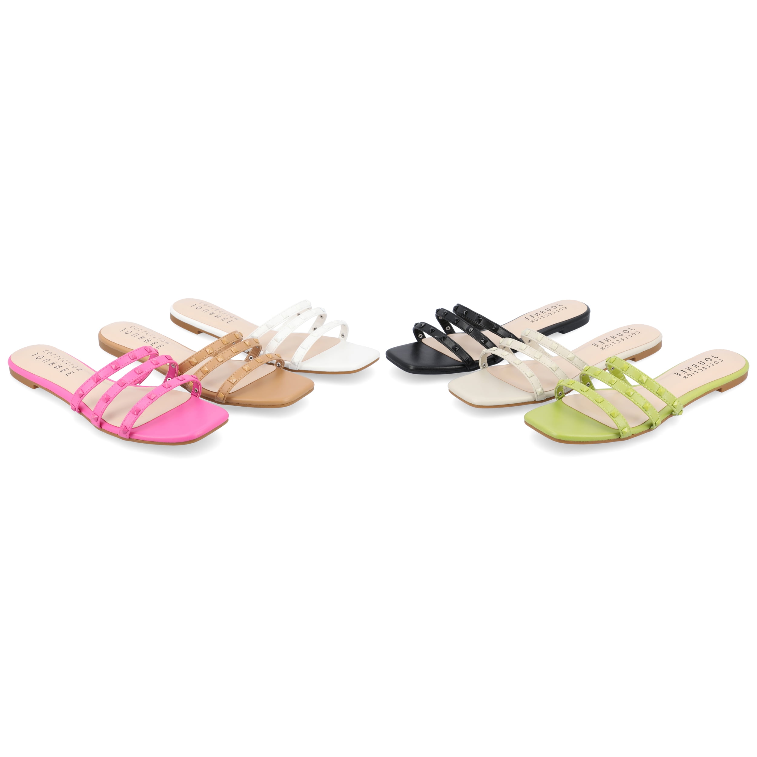 Journee Collection Womens Camarie Slip On Slide Multi Strap Sandals