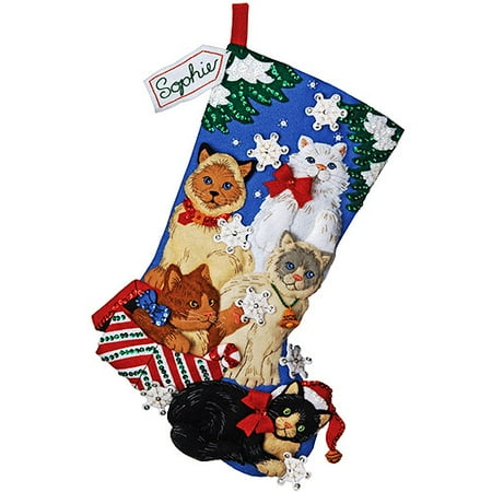 Christmas Kitties Stocking Felt Applique Kit