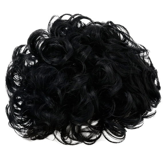 Milisten  Chemical Fiber Short Curl Wig Faux Green Men Party Man Black