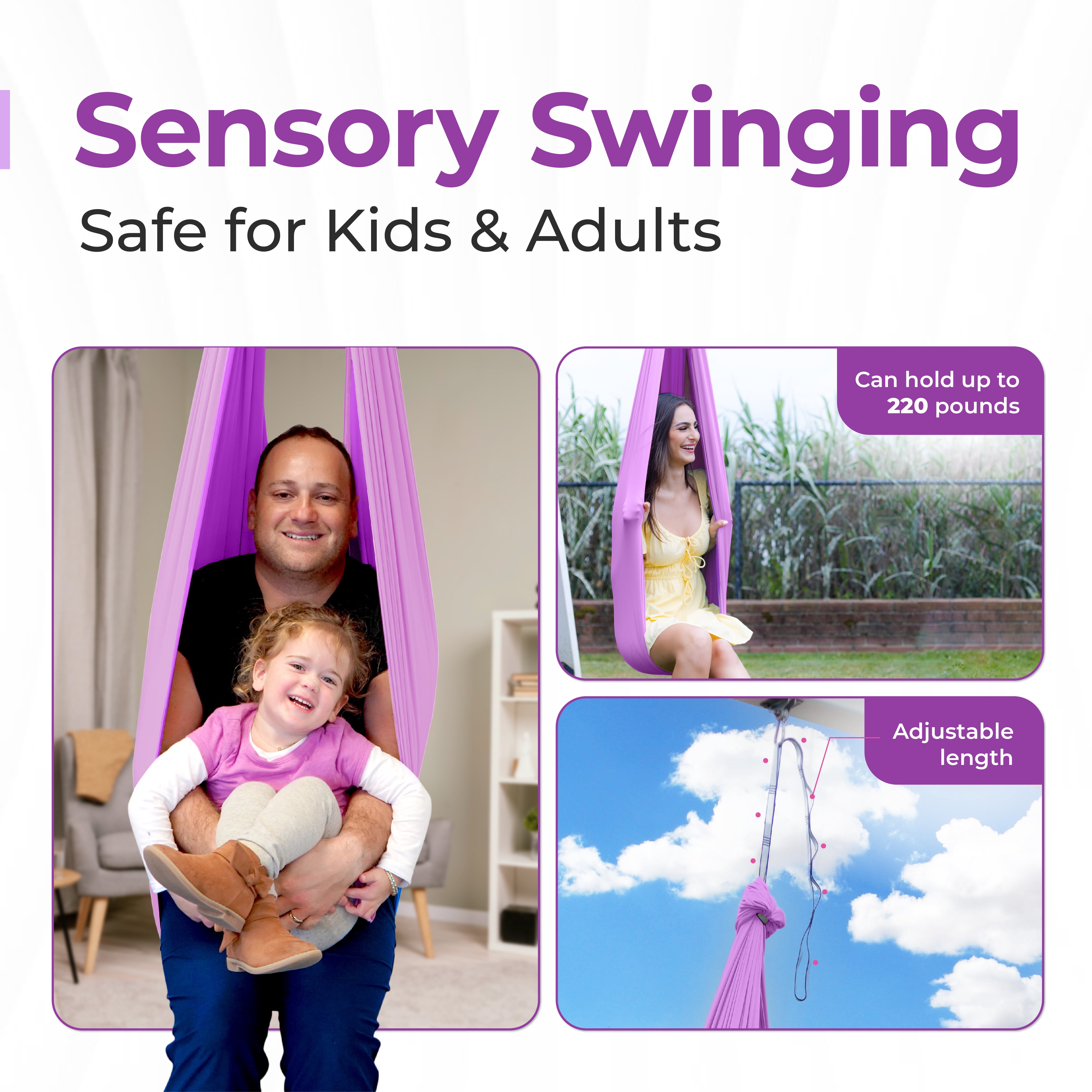 American Wellness Authority Sensory Swing Indoor for Kids & Adults with Special Needs Indoor Swing for Kids & Adults with Autism, ADHD, and Sensory Processing Challenges (Includes Hardware)