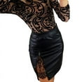 thumbnail image 3 of One opening Women High Waist PU Leather Mini Skirts Elegant OL Female Lace Floral Splicing Short Fancy Sexy Slim Pencil Skirt Skirt Clothing, 3 of 6