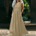 thumbnail image 1 of Liquidation d'Été 2025! Robe Grande Taille pour Femmes, Robe d'Été en Coton et Col Rond Sans Manches Longue, 1 of 5