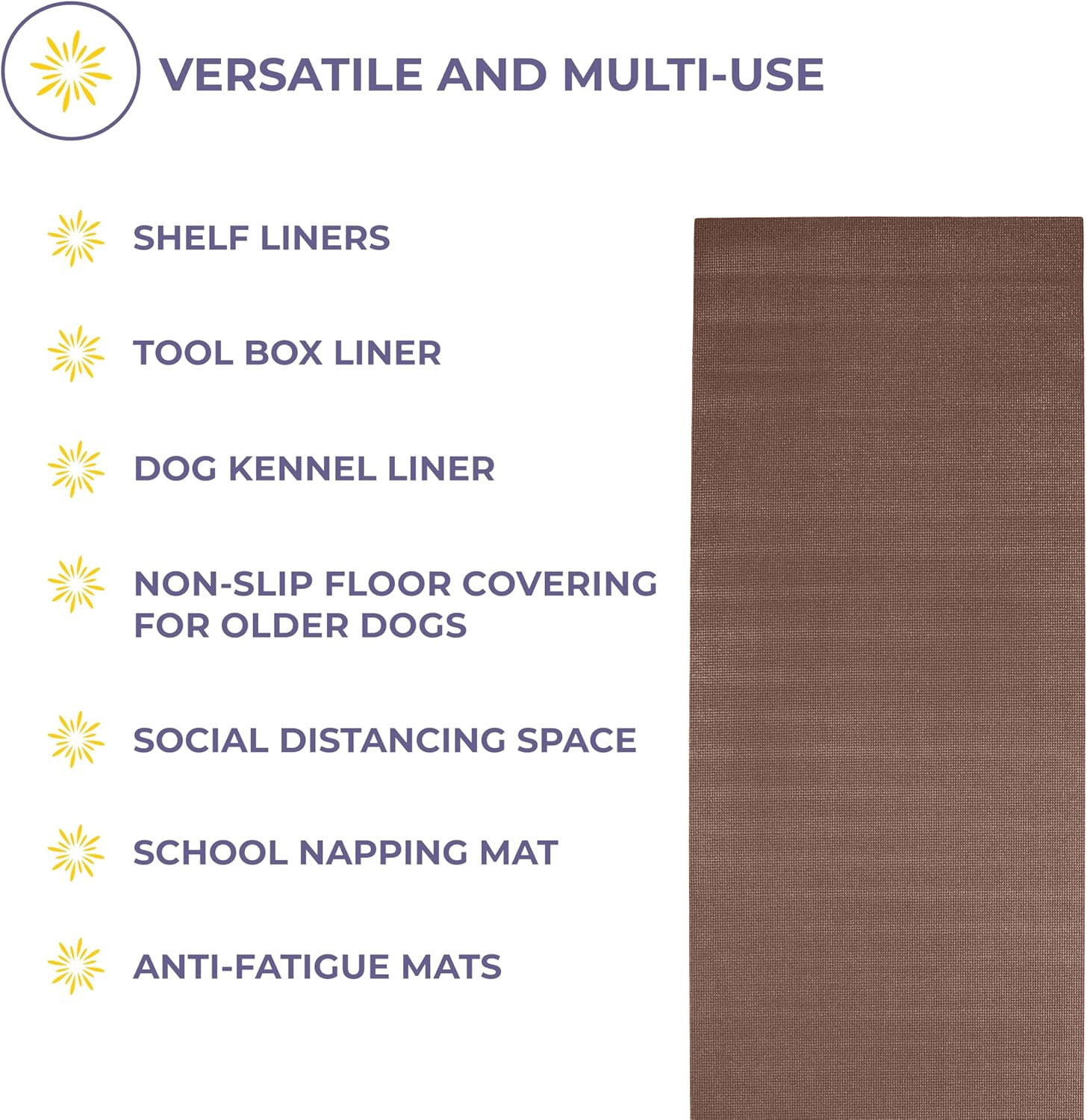 Sunshine Yoga Voyage Yoga Mat Roll, 24in x 50ft Exercise Mat, 5mm Thick Non-Slip Gym Mat for Home Workout and Fitness, Anti-Tear, Cut up to 8 Regular Yoga Mats, Chocolate