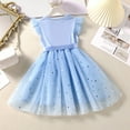 thumbnail image 6 of EnJoCho Kids Dress Baby Girls Bowknot Ruffle Short Sleeve Tulle Birthday Dresses Patchwork Party Dress Princess Dress Outfits Clothes Little Children Girl Summer Trendy Dress 6-7 Years, 6 of 9