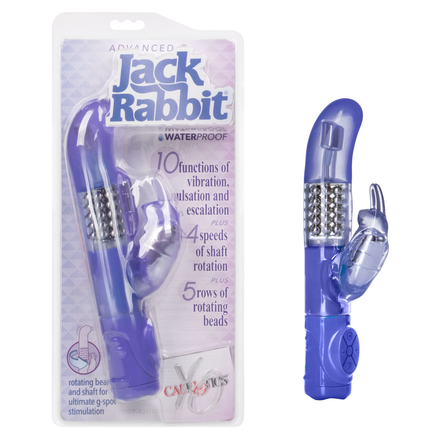 CalExotics Advanced Jack Rabbit G-Spot 10 Function 4 Speed Beaded Vibrator - Purple