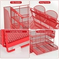 thumbnail image 3 of Paper Letter Tray Organizer with File Holder, 4-Tier Desk Accessories & Workspace Organizers with Drawer and 2 Pen Holder, Desk Organizers and Accessories for Office Supplies (Red), 3 of 14