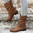 thumbnail image 2 of Botas Retro para mujer, botas cortas de talla grande, botas de caballero de tacón grueso, zapatos de tacón de cuero marrón, novedad de Otoño/Invierno 2022, 2 of 5