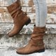 thumbnail image 2 of Botas Retro para mujer, botas cortas de talla grande, botas de caballero de tacón grueso, zapatos de tacón de cuero marrón, novedad de Otoño/Invierno 2022, 2 of 5