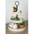 thumbnail image 5 of Kate and Laurel Woodmont Decorative Rustic Farmhouse 3 Tiered Wood Tray, Antique-White, 5 of 6