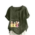 thumbnail image 2 of EQWLJWE Summer Womens Easter Print Tops Loose Solid Color Short Sleeve Crew Neck Lightweight Shirts Plus Size Casual Blouse Outwear Army Green(S-5Xl), 2 of 5