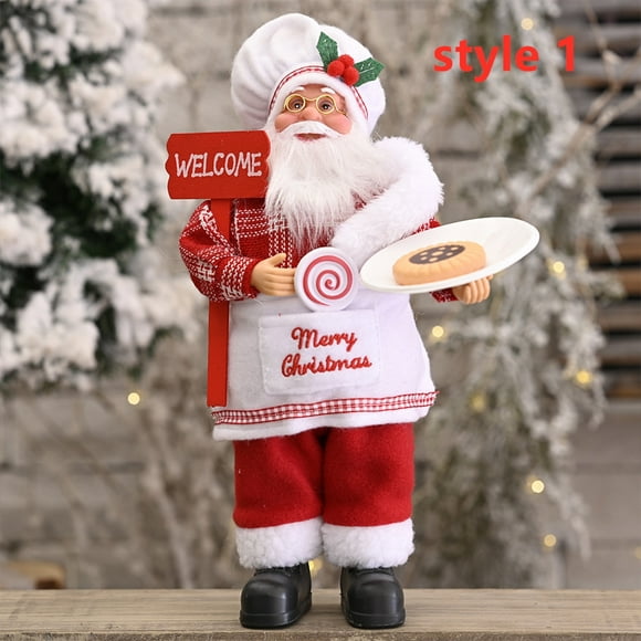 Royalbelle Santa Claus Doll Standing / Sitting Doll Christmas Ornament for Home Xmas Table Decor