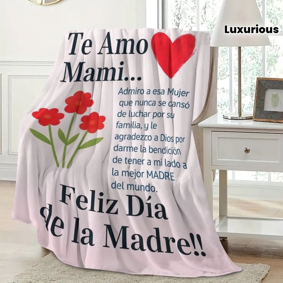 Cozy Luxurious Blanket Cozy Luxurious Blanket Warm Blessing Theme in Spanish for Mother Birthday Halloween Christmas New Year Father's Day Mother's Day Wedding Anniversaries