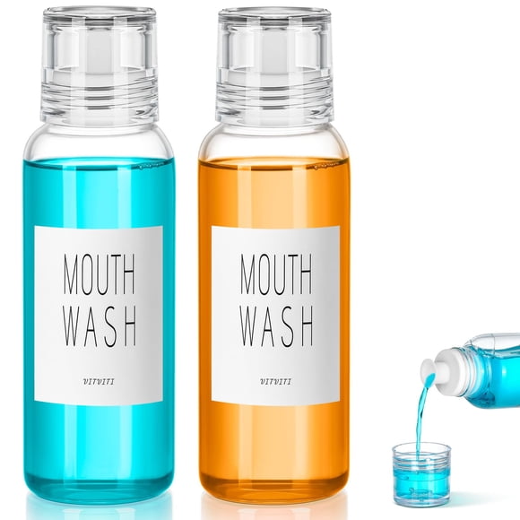 Dispensador de enjuague bucal VITVITI Glass, 300 ml, juego de 2 unidades, color blanco